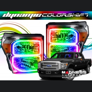 Ford F-350 ORACLE Lighting Dynamic ColorSHIFT Halo Kit - Square Ring Design